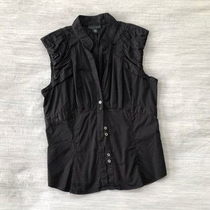 Apostrophe Black Sleeveless Button Blouse